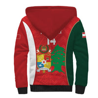 Custom Rugby Tonga and Lebanon Sherpa Hoodie Mate Maa Tonga Cedars Together