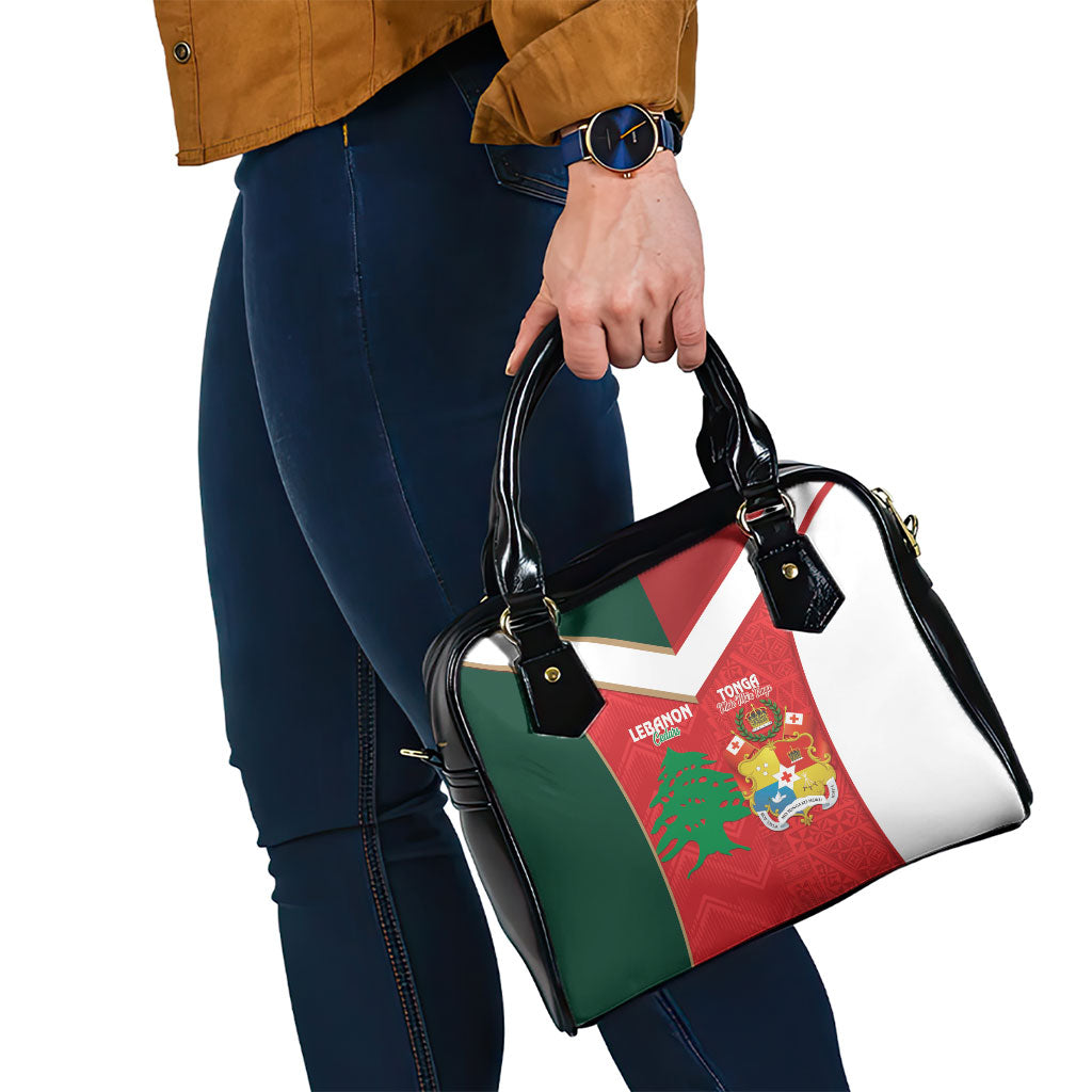 Rugby Tonga and Lebanon Shoulder Handbag Mate Maa Tonga Cedars Together