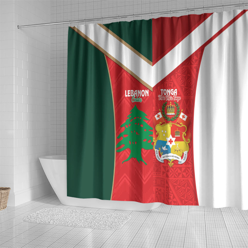 Rugby Tonga and Lebanon Shower Curtain Mate Maa Tonga Cedars Together