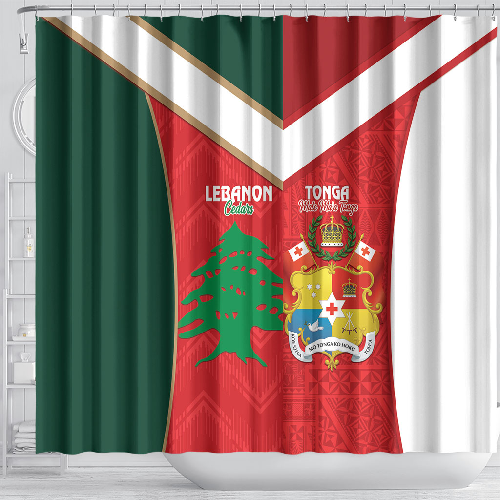 Rugby Tonga and Lebanon Shower Curtain Mate Maa Tonga Cedars Together