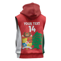 Custom Rugby Tonga and Lebanon Sleeveless Hoodie Mate Maa Tonga Cedars Together