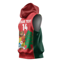Custom Rugby Tonga and Lebanon Sleeveless Hoodie Mate Maa Tonga Cedars Together