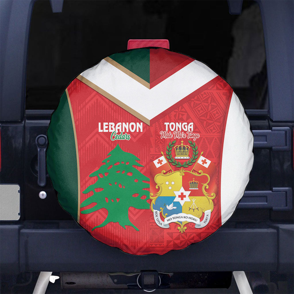 Rugby Tonga and Lebanon Spare Tire Cover Mate Maa Tonga Cedars Together