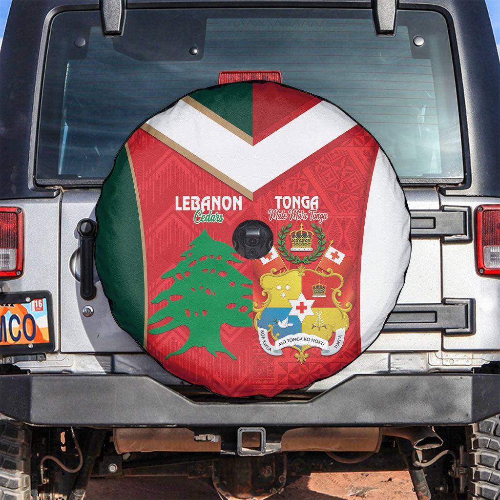 Rugby Tonga and Lebanon Spare Tire Cover Mate Maa Tonga Cedars Together