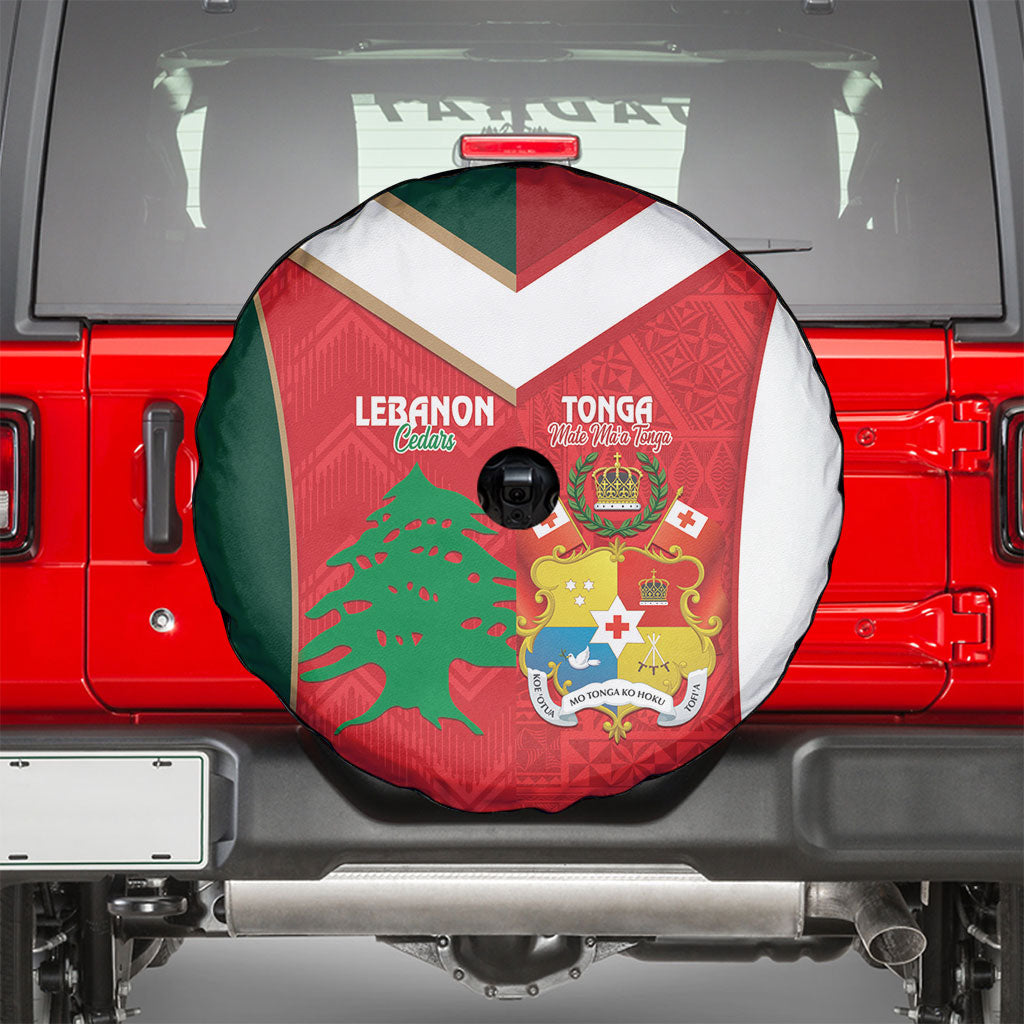 Rugby Tonga and Lebanon Spare Tire Cover Mate Maa Tonga Cedars Together