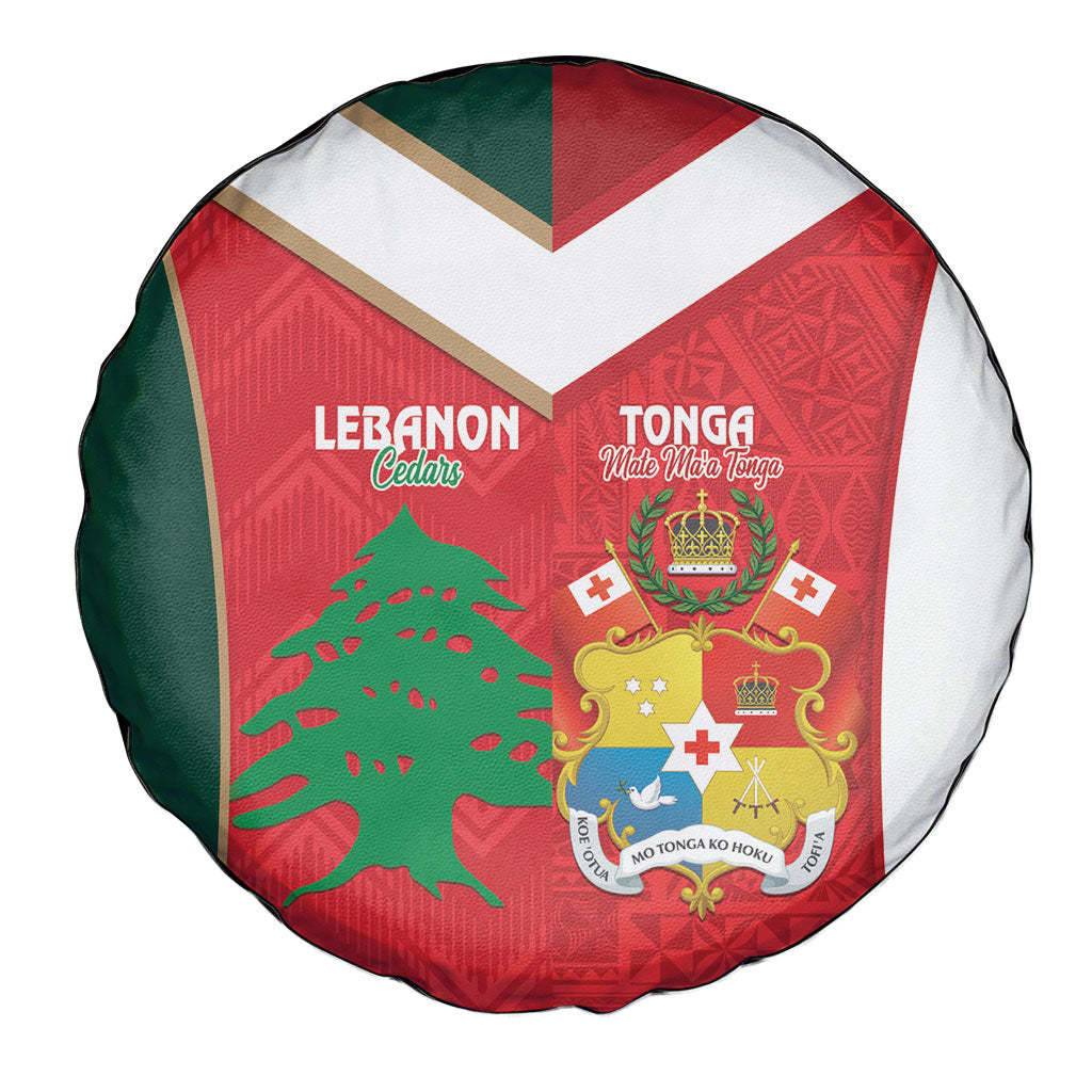Rugby Tonga and Lebanon Spare Tire Cover Mate Maa Tonga Cedars Together