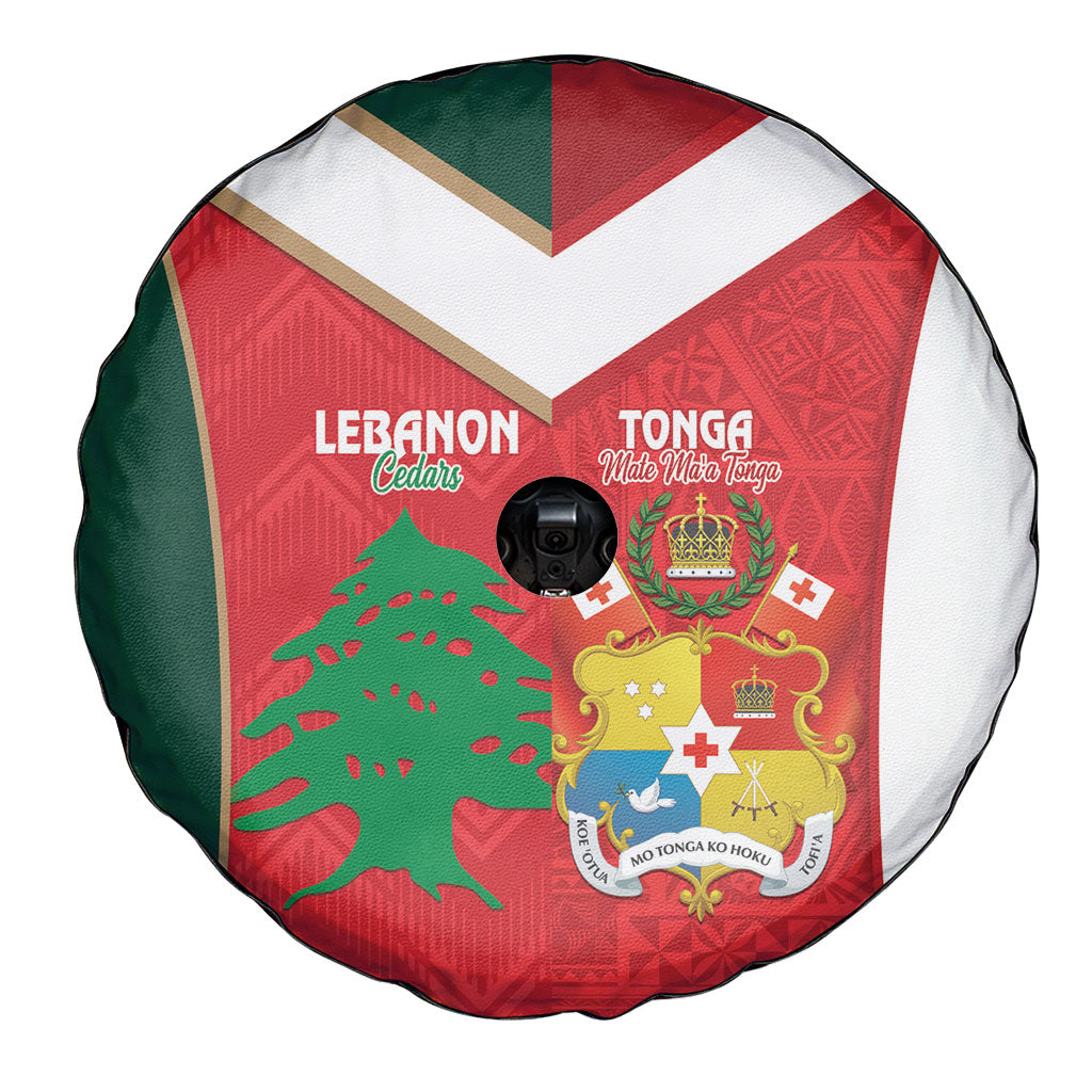 Rugby Tonga and Lebanon Spare Tire Cover Mate Maa Tonga Cedars Together