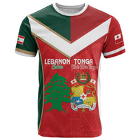 Custom Rugby Tonga and Lebanon T Shirt Mate Maa Tonga Cedars Together