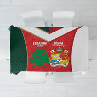 Rugby Tonga and Lebanon Tablecloth Mate Maa Tonga Cedars Together
