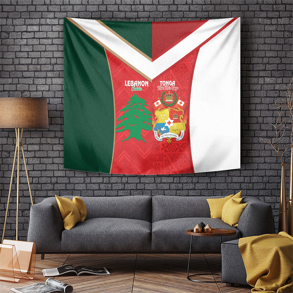 Rugby Tonga and Lebanon Tapestry Mate Maa Tonga Cedars Together