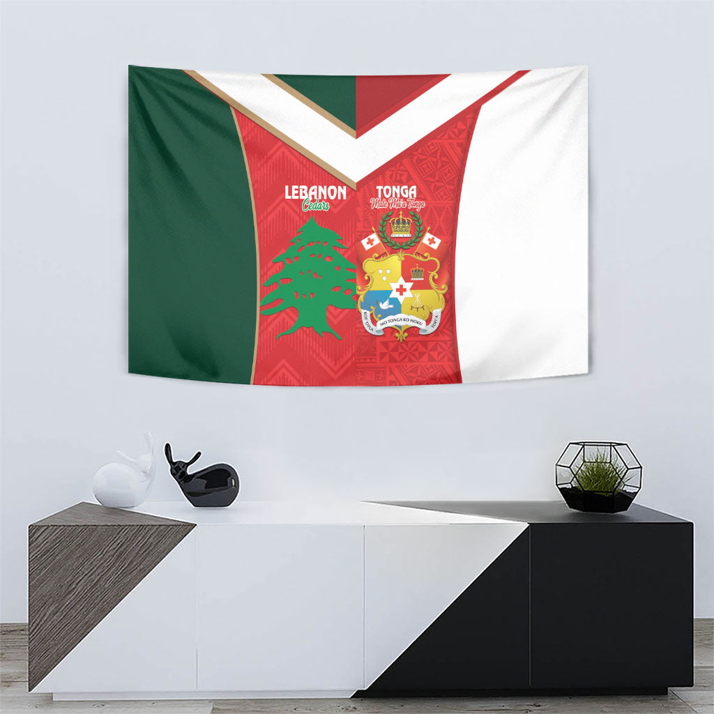 Rugby Tonga and Lebanon Tapestry Mate Maa Tonga Cedars Together