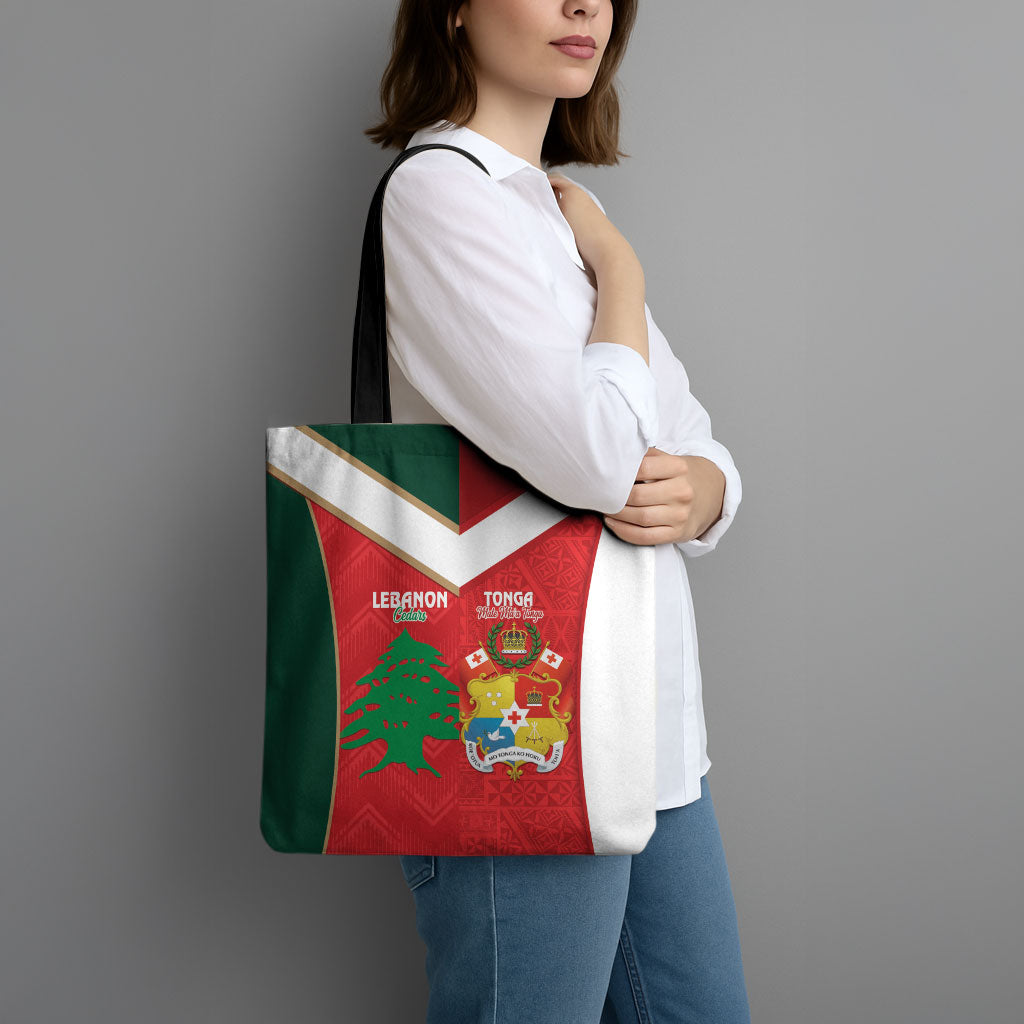 Rugby Tonga and Lebanon Tote Bag Mate Maa Tonga Cedars Together