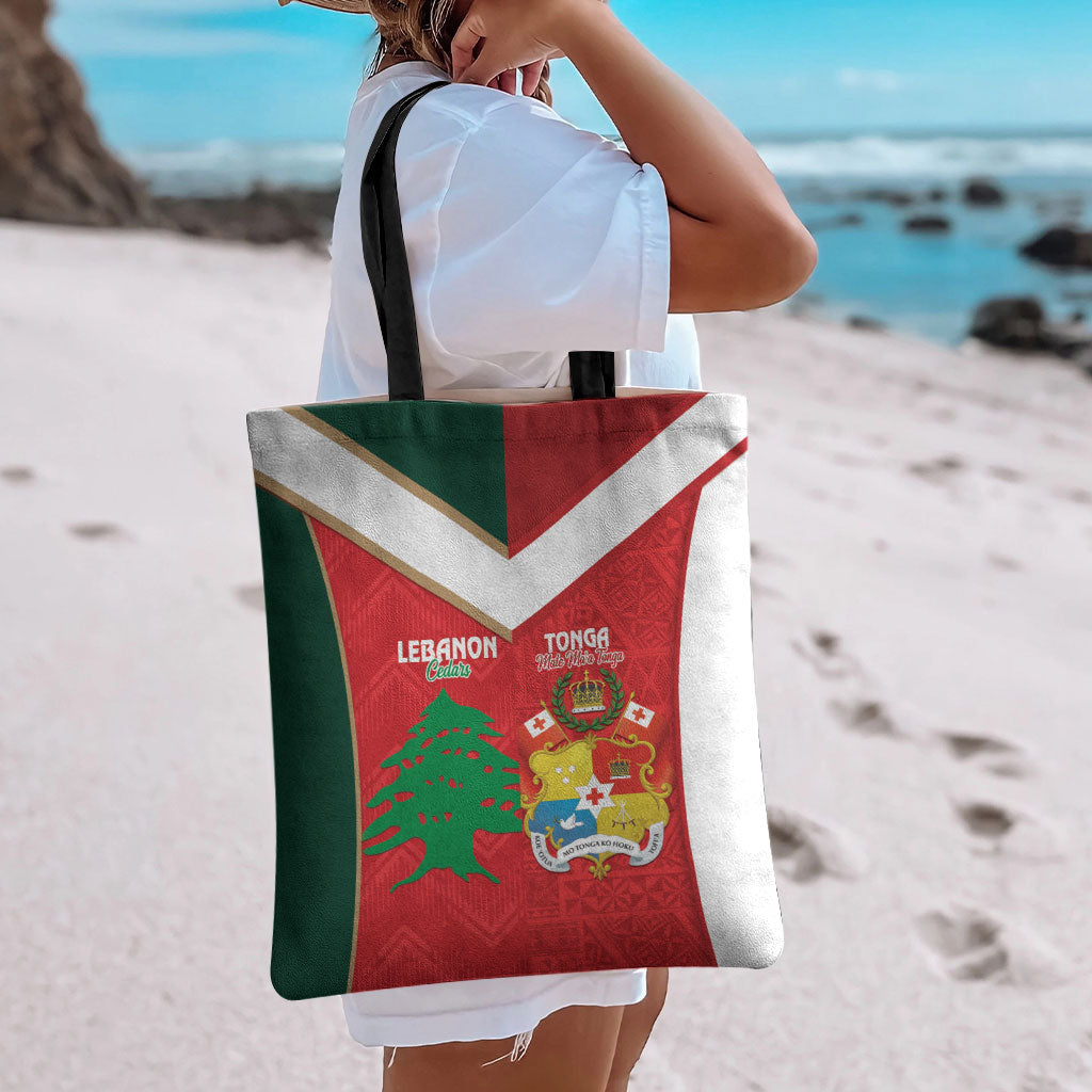 Rugby Tonga and Lebanon Tote Bag Mate Maa Tonga Cedars Together