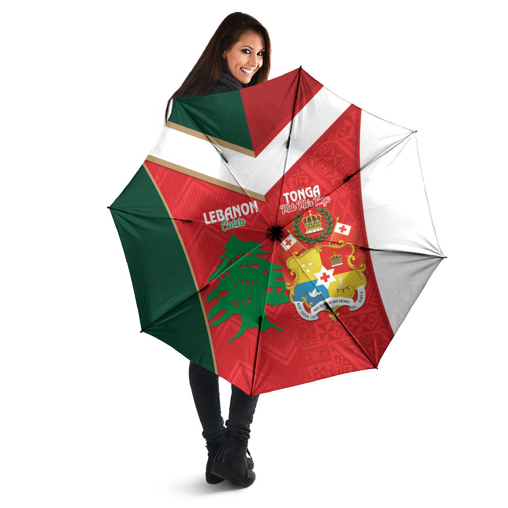 Rugby Tonga and Lebanon Umbrella Mate Maa Tonga Cedars Together