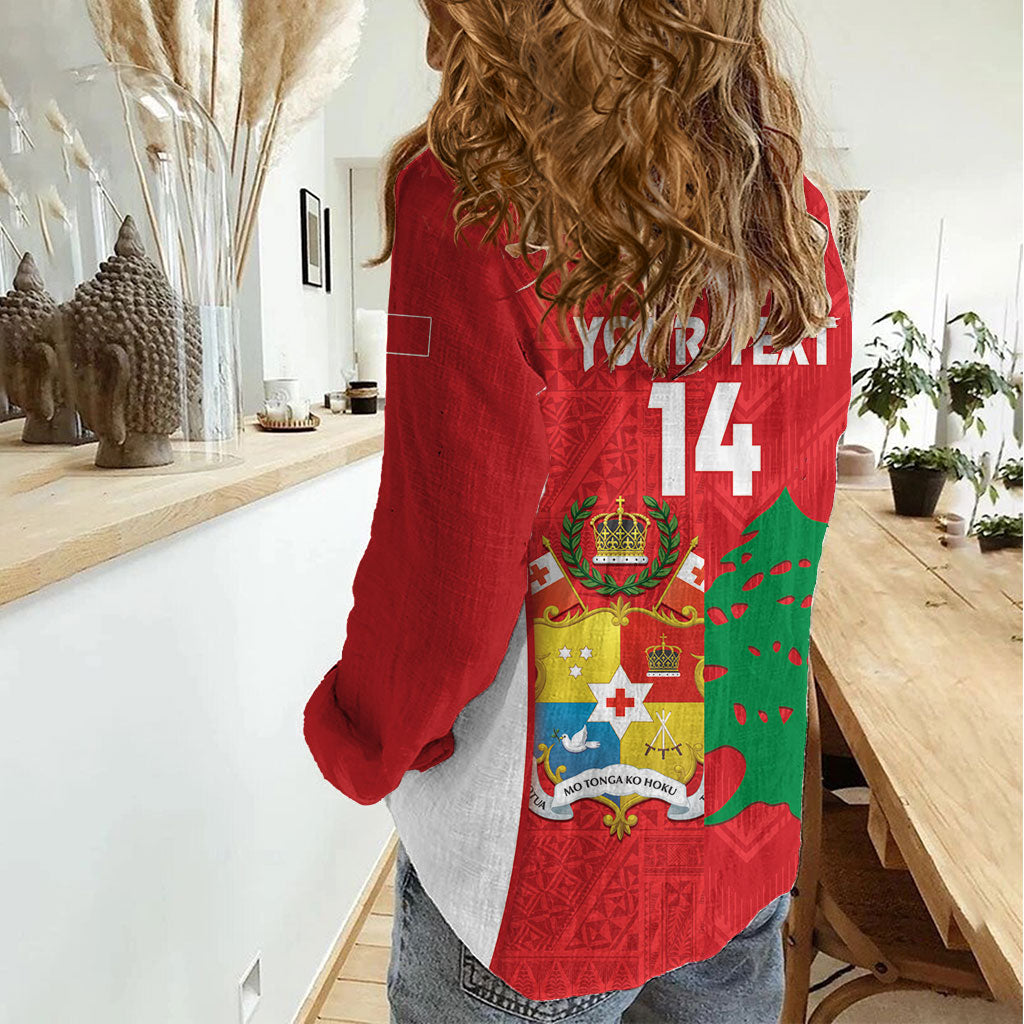 Custom Rugby Tonga and Lebanon Women Casual Shirt Mate Maa Tonga Cedars Together