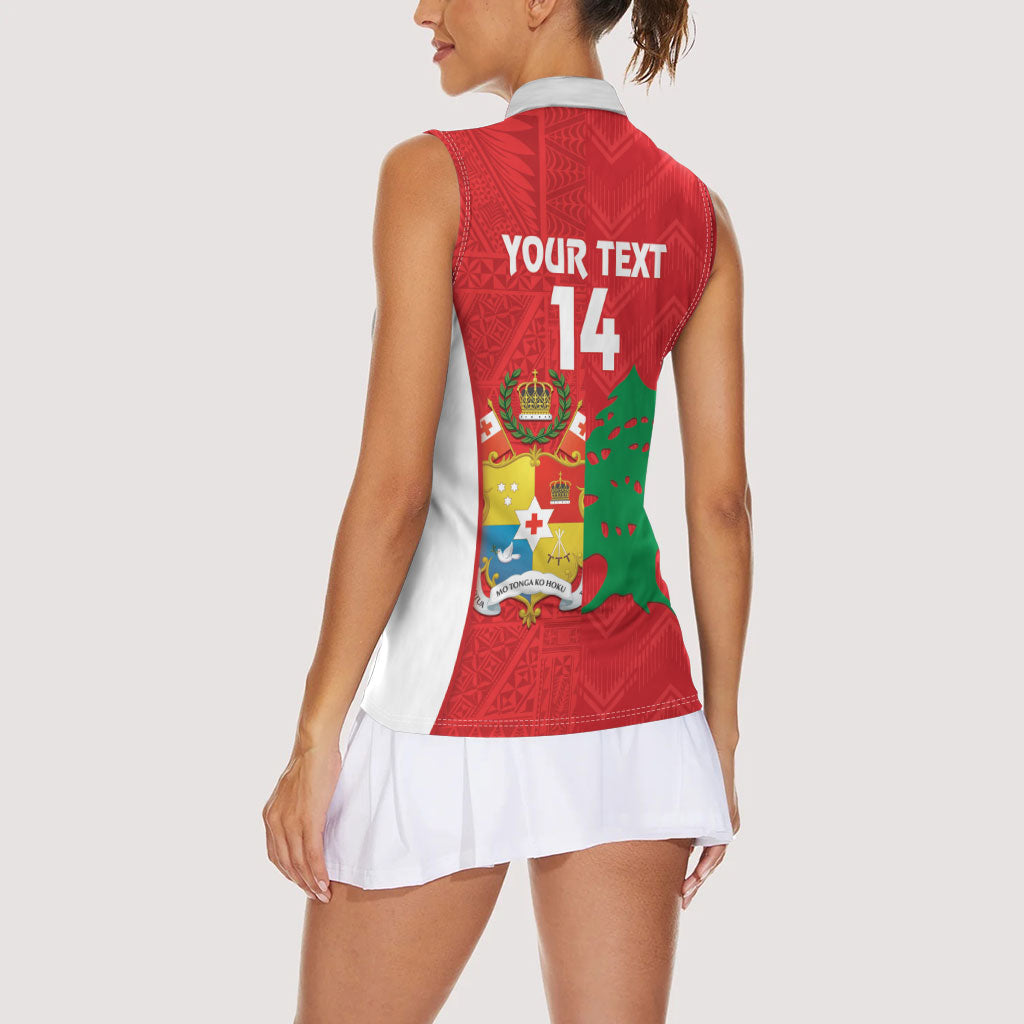 Custom Rugby Tonga and Lebanon Women Sleeveless Polo Shirt Mate Maa Tonga Cedars Together