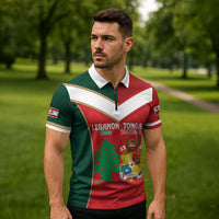 Custom Rugby Tonga and Lebanon Zipper Polo Shirt Mate Maa Tonga Cedars Together