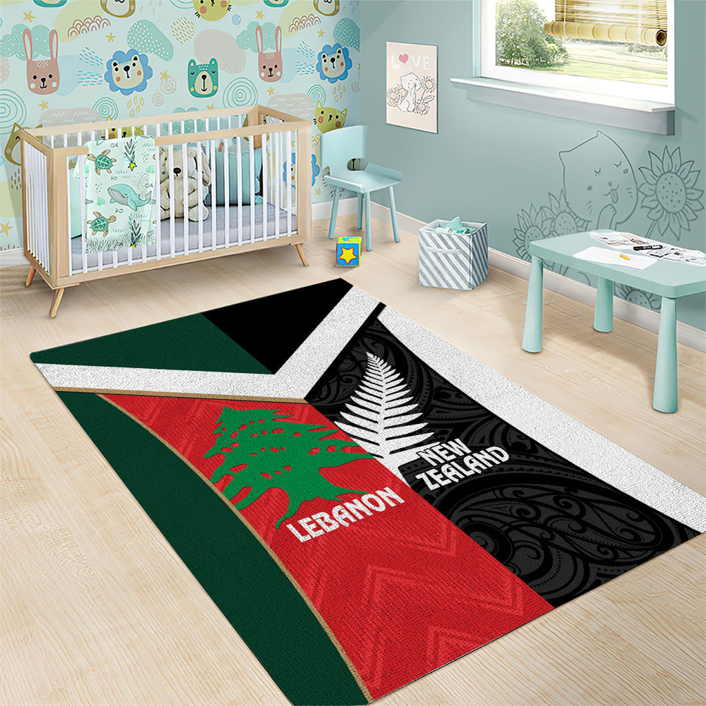 Rugby New Zealand and Lebanon Area Rug All Black Cedars Together