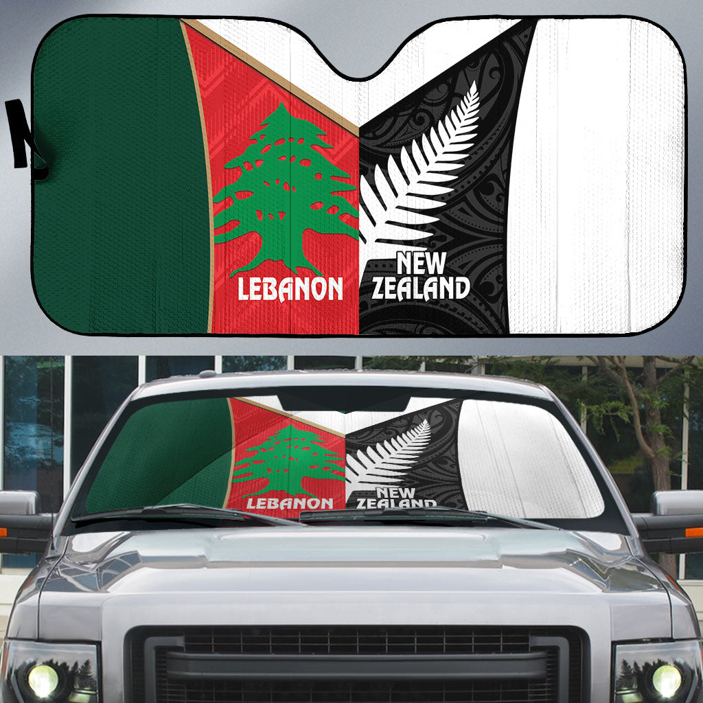 Rugby New Zealand and Lebanon Auto Sun Shade All Black Cedars Together