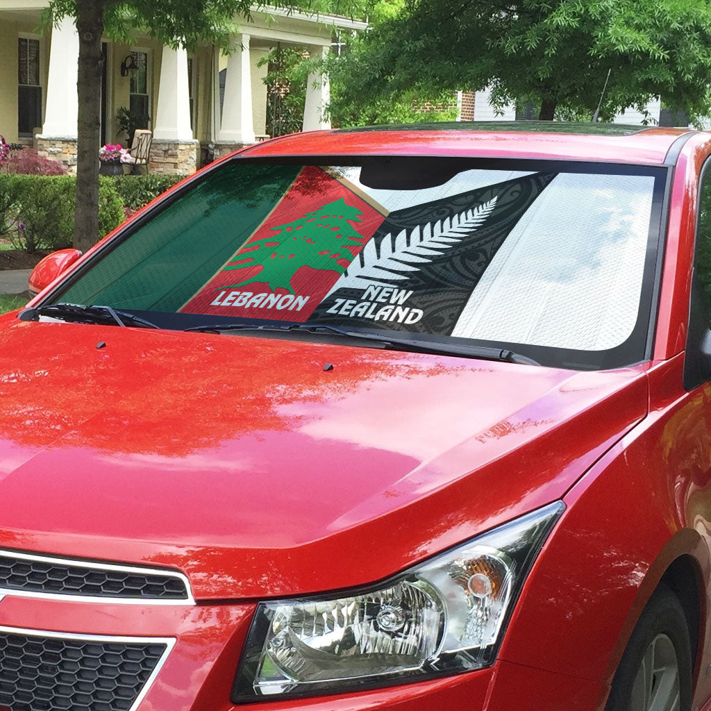 Rugby New Zealand and Lebanon Auto Sun Shade All Black Cedars Together