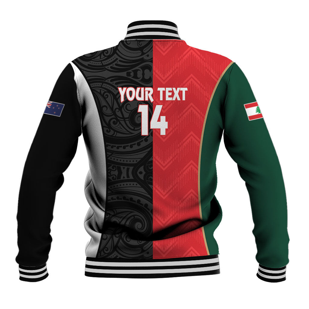 Custom Rugby New Zealand and Lebanon Baseball Jacket All Black Cedars Together