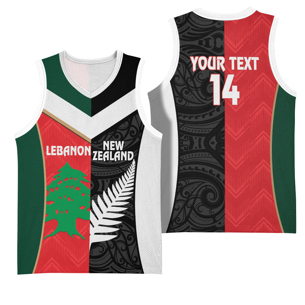 Custom Rugby New Zealand and Lebanon Basketball Jersey All Black Cedars Together