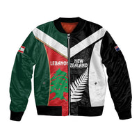 Custom Rugby New Zealand and Lebanon Bomber Jacket All Black Cedars Together