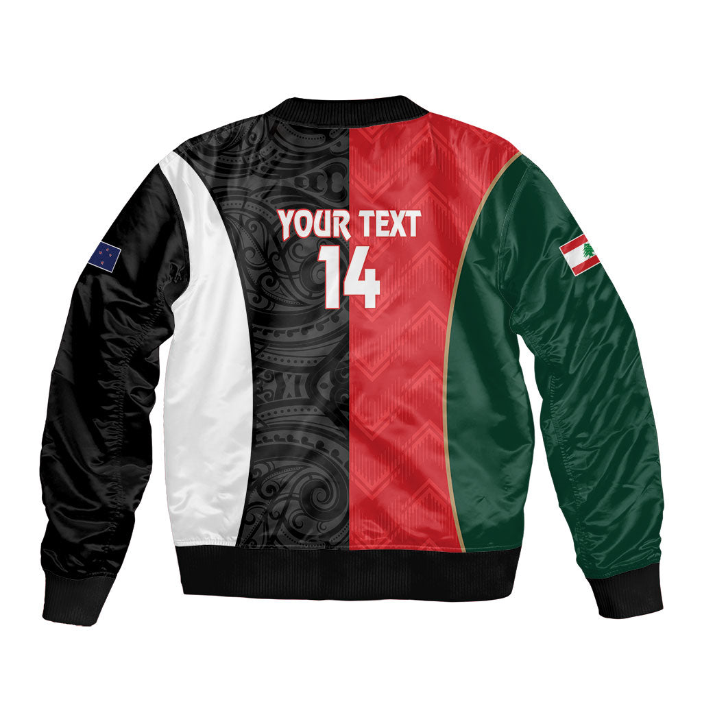 Custom Rugby New Zealand and Lebanon Bomber Jacket All Black Cedars Together