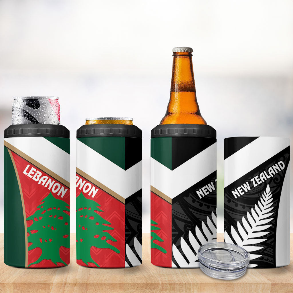 Rugby New Zealand and Lebanon 4 in 1 Can Cooler Tumbler All Black Cedars Together