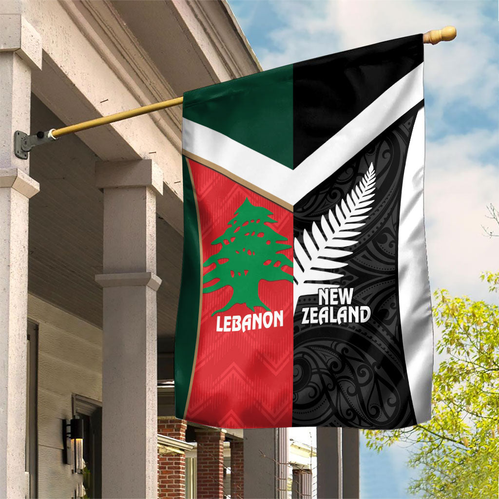 Rugby New Zealand and Lebanon Garden Flag All Black Cedars Together
