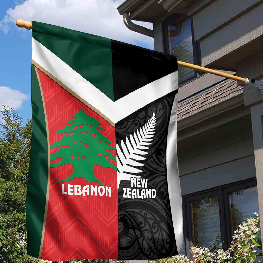 Rugby New Zealand and Lebanon Garden Flag All Black Cedars Together