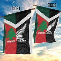 Rugby New Zealand and Lebanon Garden Flag All Black Cedars Together
