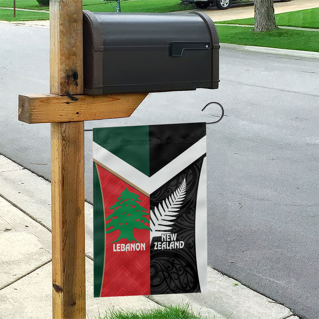 Rugby New Zealand and Lebanon Garden Flag All Black Cedars Together