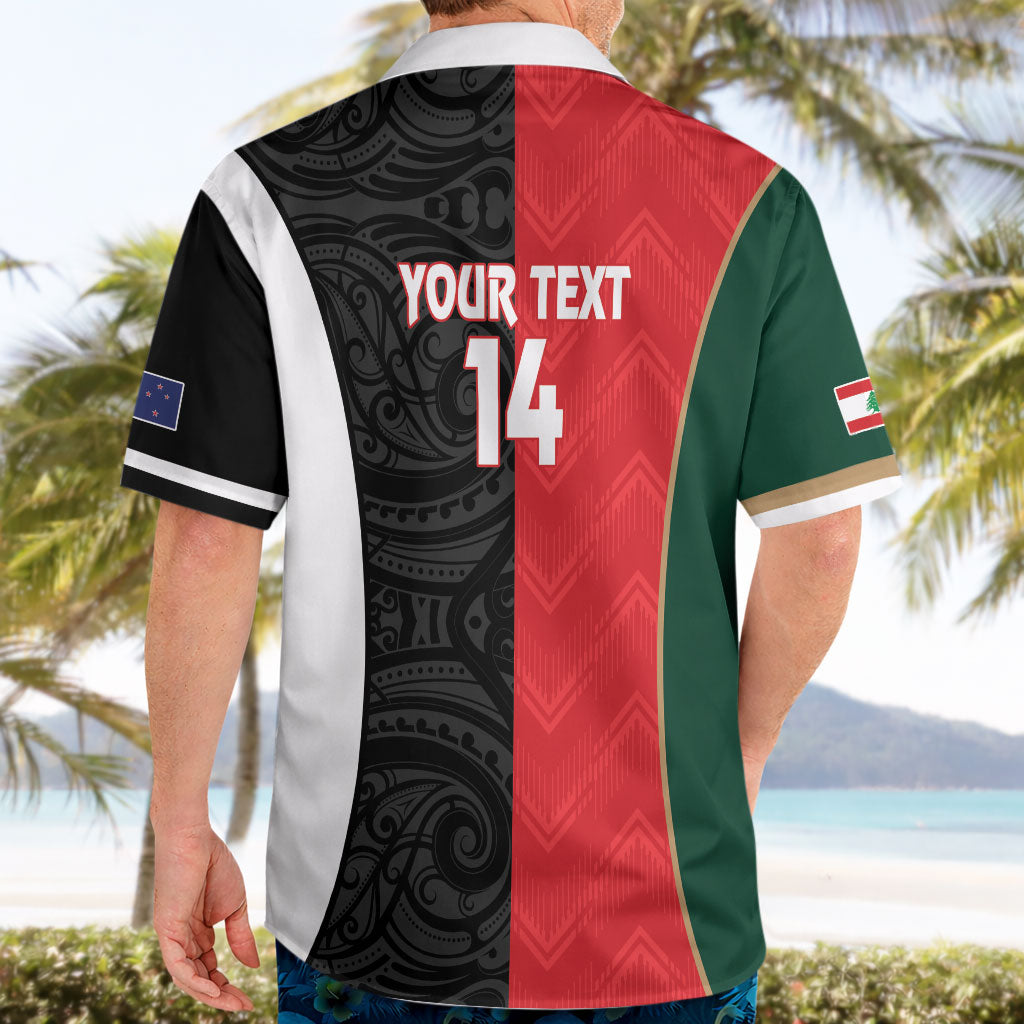 Custom Rugby New Zealand and Lebanon Hawaiian Shirt All Black Cedars Together