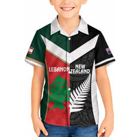 Custom Rugby New Zealand and Lebanon Hawaiian Shirt All Black Cedars Together