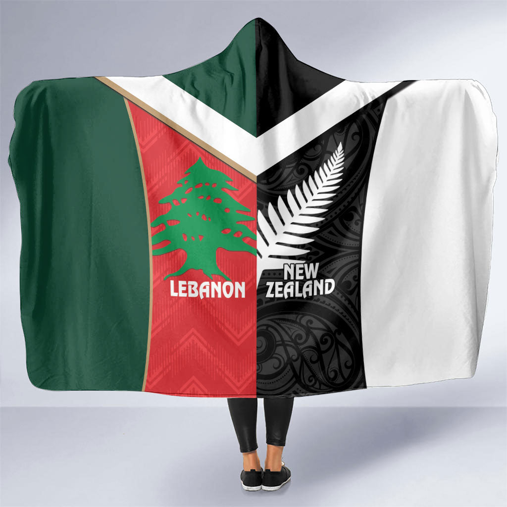 Rugby New Zealand and Lebanon Hooded Blanket All Black Cedars Together