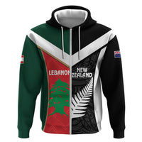 Custom Rugby New Zealand and Lebanon Hoodie All Black Cedars Together