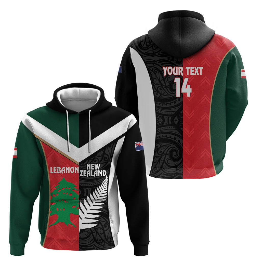 Custom Rugby New Zealand and Lebanon Hoodie All Black Cedars Together