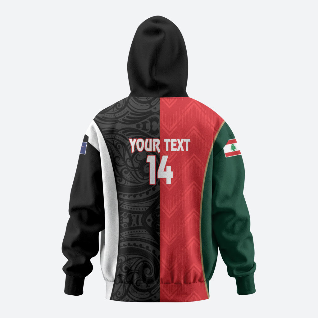 Custom Rugby New Zealand and Lebanon Hoodie All Black Cedars Together