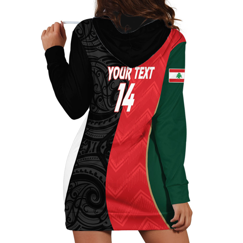 Custom Rugby New Zealand and Lebanon Hoodie Dress All Black Cedars Together
