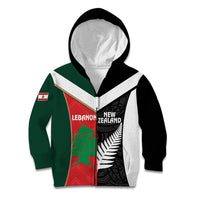 Custom Rugby New Zealand and Lebanon Kid Hoodie All Black Cedars Together