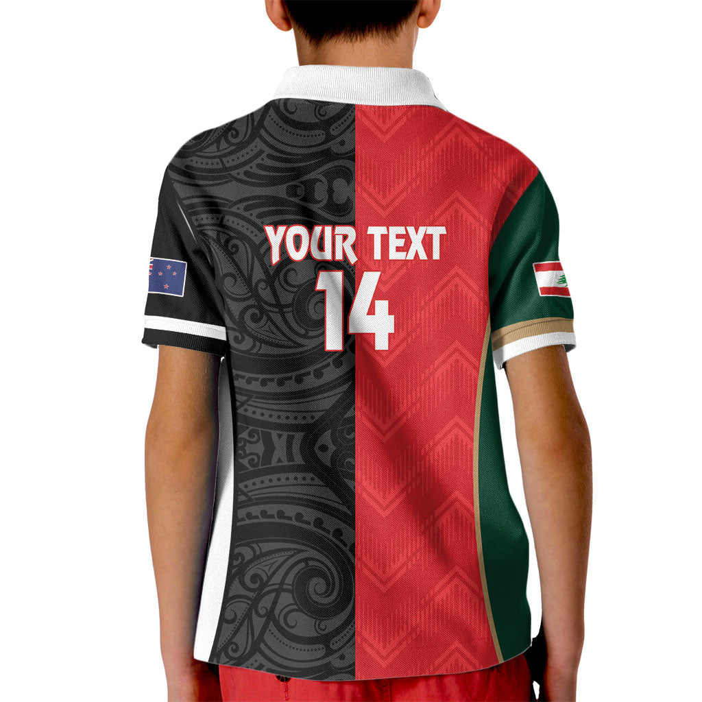 Custom Rugby New Zealand and Lebanon Kid Polo Shirt All Black Cedars Together