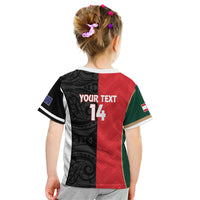 Custom Rugby New Zealand and Lebanon Kid T Shirt All Black Cedars Together