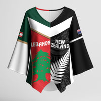 Custom Rugby New Zealand and Lebanon Kimono Sleeve Blouse All Black Cedars Together