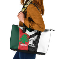 Rugby New Zealand and Lebanon Leather Tote Bag All Black Cedars Together