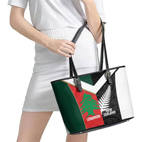 Rugby New Zealand and Lebanon Leather Tote Bag All Black Cedars Together