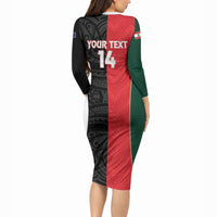Custom Rugby New Zealand and Lebanon Long Sleeve Bodycon Dress All Black Cedars Together