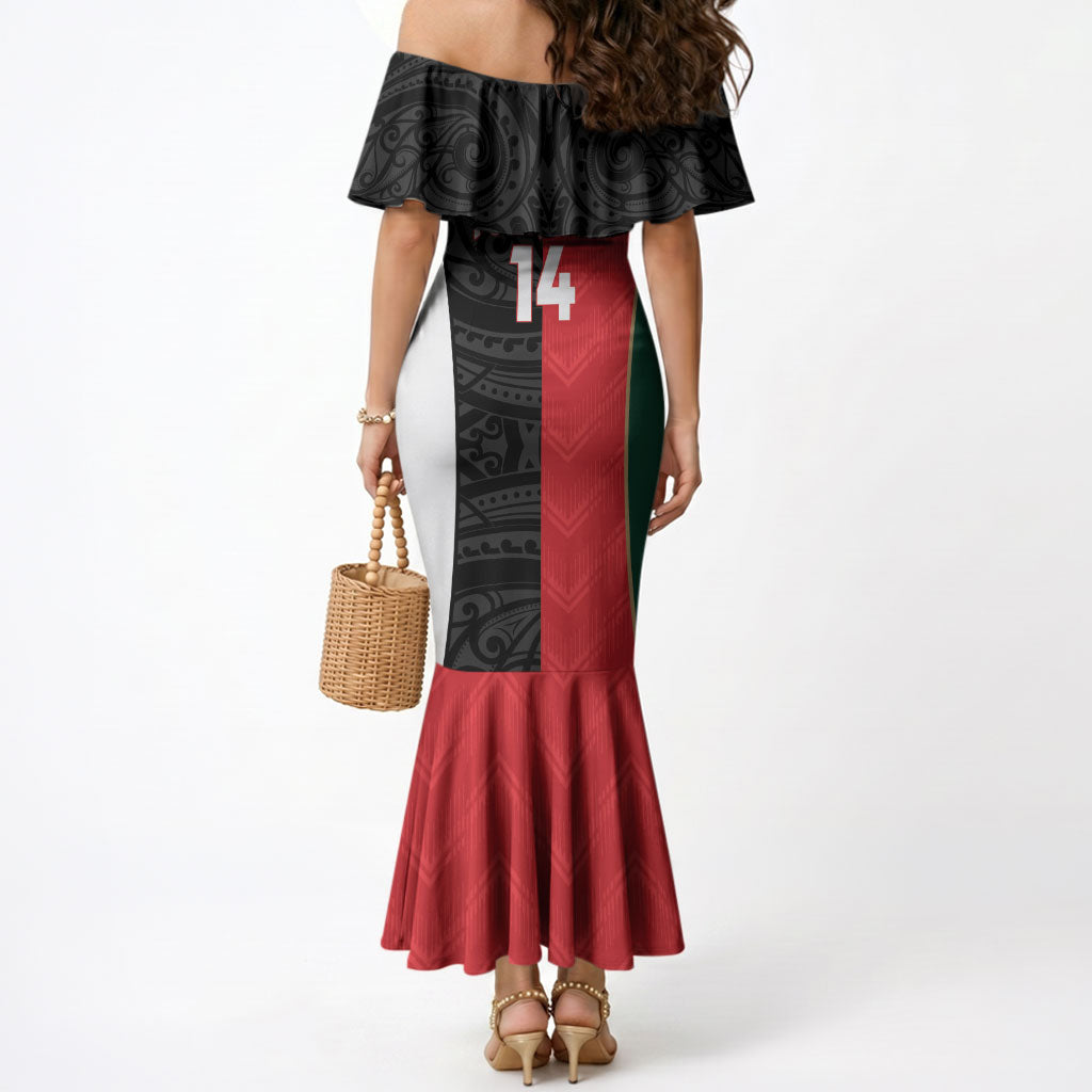 Custom Rugby New Zealand and Lebanon Mermaid Dress All Black Cedars Together