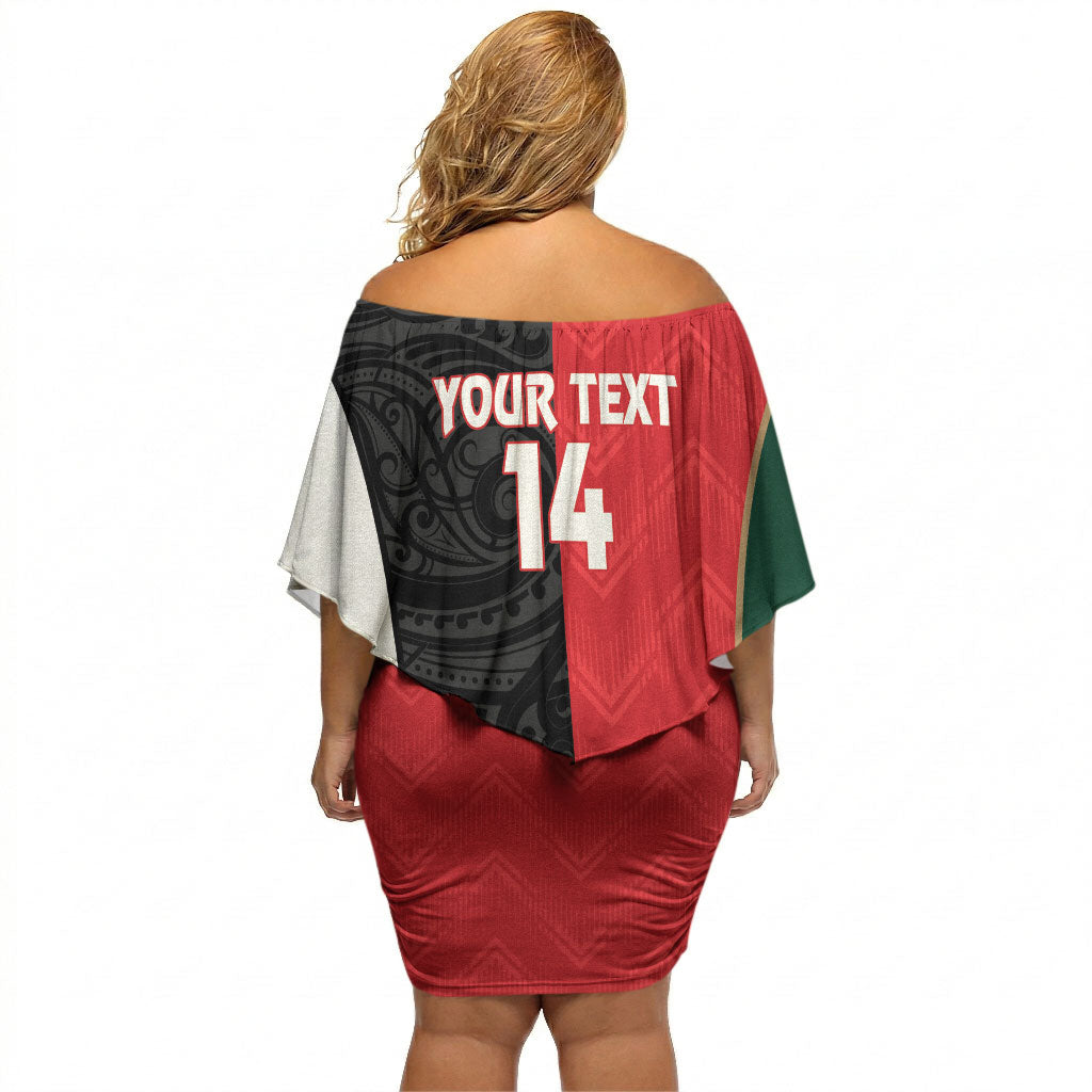 Custom Rugby New Zealand and Lebanon Off Shoulder Short Dress All Black Cedars Together