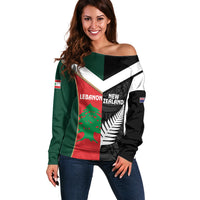 Custom Rugby New Zealand and Lebanon Off Shoulder Sweater All Black Cedars Together